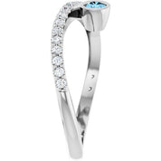 Platinum Natural Aquamarine & 1/5 CTW Natural Diamond Ring