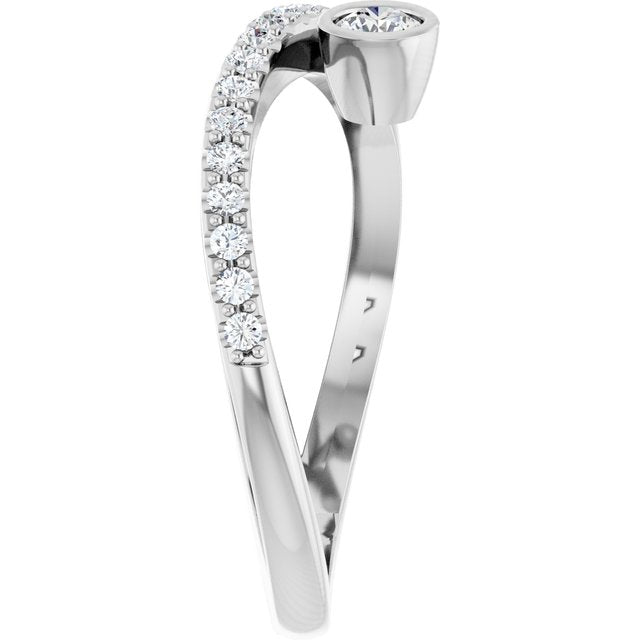 Platinum Natural White Sapphire & 1/5 CTW Natural Diamond Ring