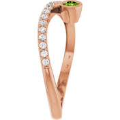 14K Rose Natural Peridot & 1/5 CTW Natural Diamond Ring