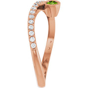 14K Rose Natural Peridot & 1/5 CTW Natural Diamond Ring