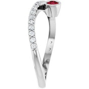14K White Natural Ruby & 1/5 CTW Natural Diamond Ring