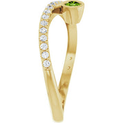 14K Yellow Natural Peridot & 1/5 CTW Natural Diamond Ring