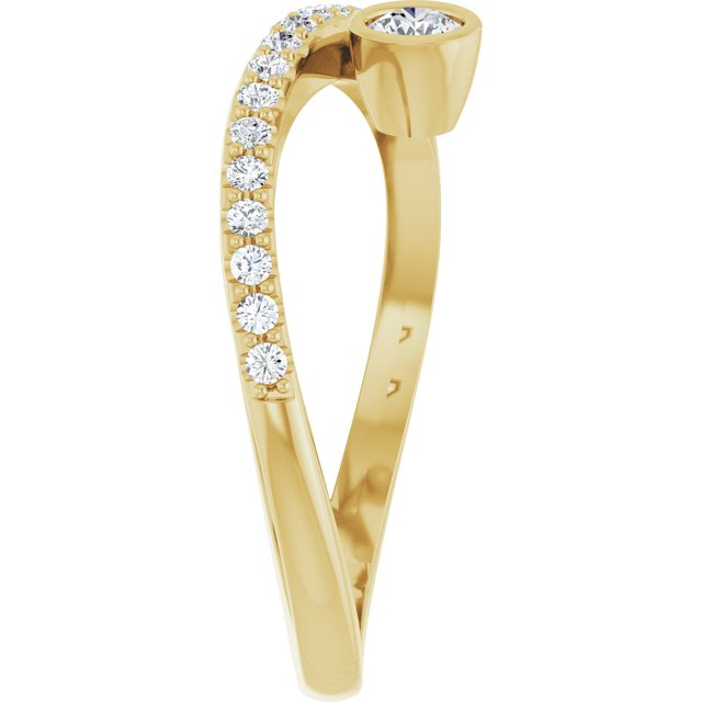 14K Yellow Natural White Sapphire & 1/5 CTW Natural Diamond Ring
