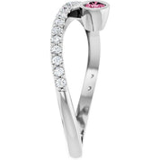 Sterling Silver Natural Pink Tourmaline & 1/5 CTW Natural Diamond Ring