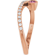 14K Rose Natural Pink Tourmaline & 1/5 CTW Natural Diamond Ring