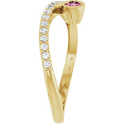 14K Yellow Natural Pink Tourmaline & 1/5 CTW Natural Diamond Ring