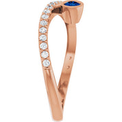 14K Rose Natural Blue Sapphire & 1/5 CTW Natural Diamond Ring