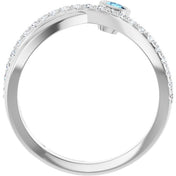 Sterling Silver Natural Aquamarine & 1/5 CTW Natural Diamond Ring
