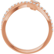 14K Rose Natural White Sapphire & 1/5 CTW Natural Diamond Ring