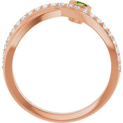 14K Rose Natural Peridot & 1/5 CTW Natural Diamond Ring
