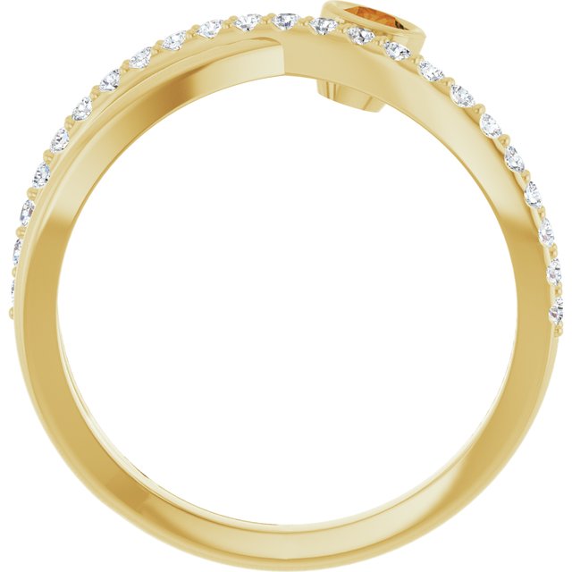 14K Yellow Natural Citrine & 1/5 CTW Natural Diamond Ring