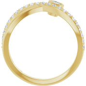 14K Yellow Natural White Sapphire & 1/5 CTW Natural Diamond Ring