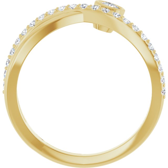 14K Yellow Natural White Sapphire & 1/5 CTW Natural Diamond Ring