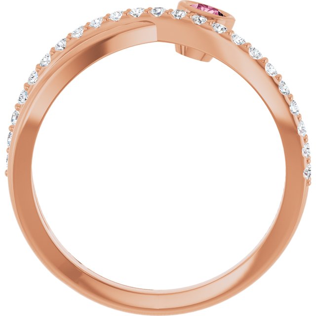 14K Rose Natural Pink Tourmaline & 1/5 CTW Natural Diamond Ring