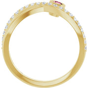 14K Yellow Natural Pink Tourmaline & 1/5 CTW Natural Diamond Ring
