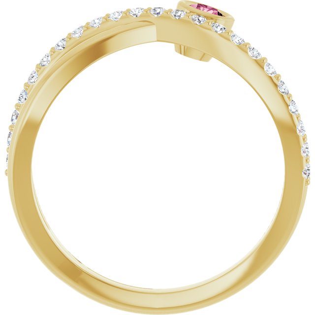 14K Yellow Natural Pink Tourmaline & 1/5 CTW Natural Diamond Ring