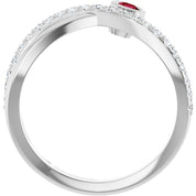 14K White Natural Ruby & 1/5 CTW Natural Diamond Ring