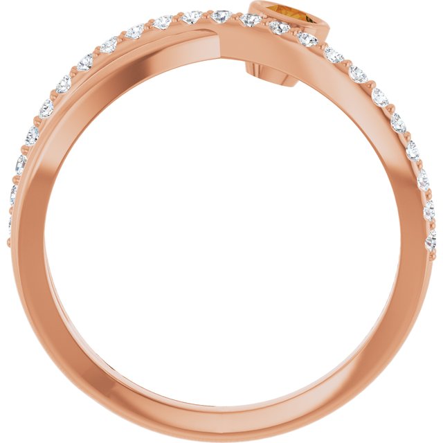 14K Rose Natural Citrine & 1/5 CTW Natural Diamond Ring
