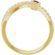14K Yellow Natural Ruby & 1/5 CTW Natural Diamond Ring