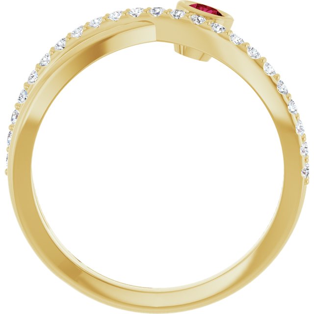 14K Yellow Natural Ruby & 1/5 CTW Natural Diamond Ring