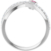 14K White Natural Pink Tourmaline & 1/5 CTW Natural Diamond Ring
