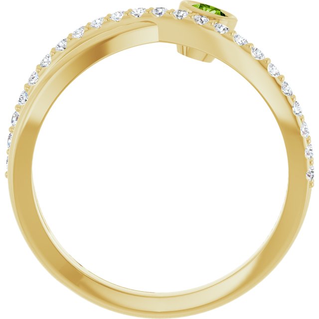 14K Yellow Natural Peridot & 1/5 CTW Natural Diamond Ring