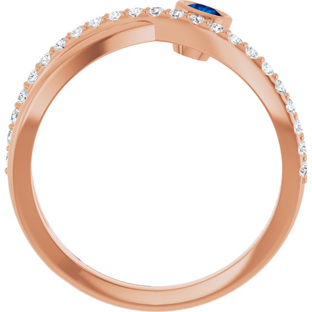 14K Rose Natural Blue Sapphire & 1/5 CTW Natural Diamond Ring