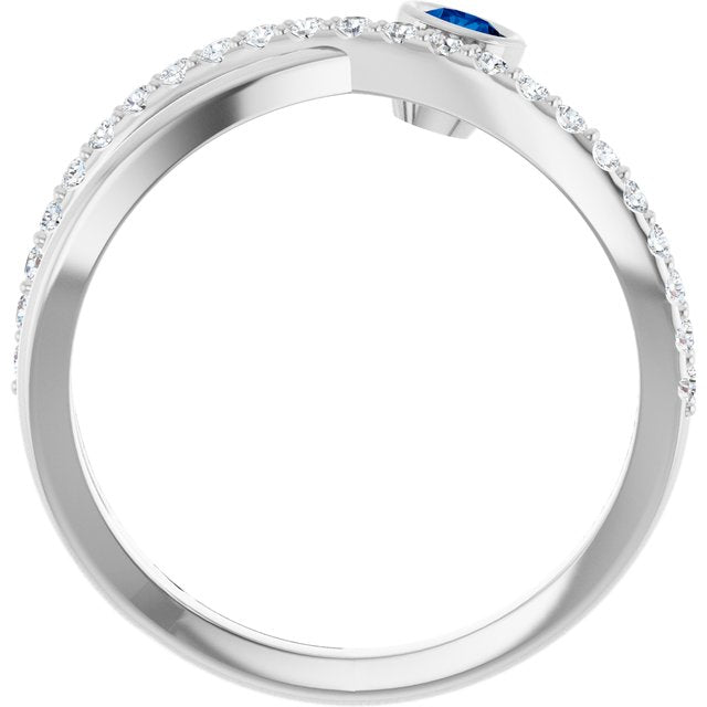 Platinum Natural Blue Sapphire & 1/5 CTW Natural Diamond Ring