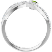 14K White Natural Peridot & 1/5 CTW Natural Diamond Ring