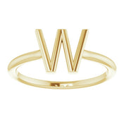 14K Yellow Initial W Ring