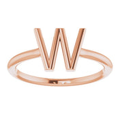 14K Rose Initial W Ring