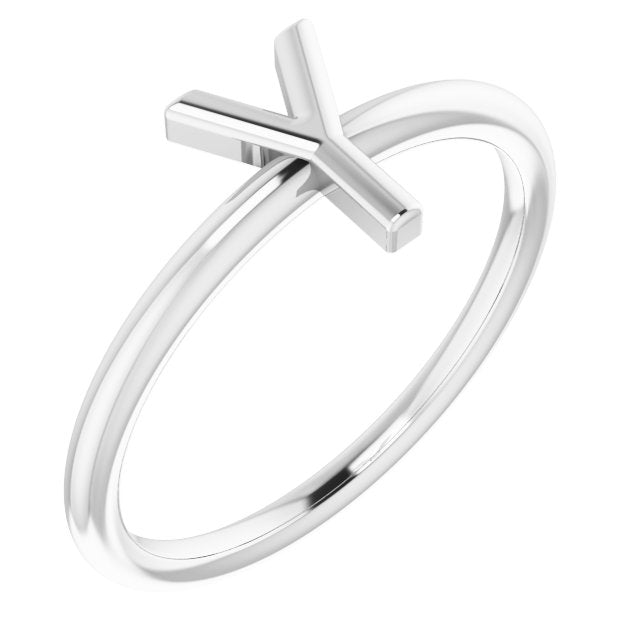14K White Initial Y Ring