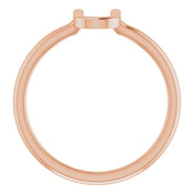 14K Rose Initial U Ring