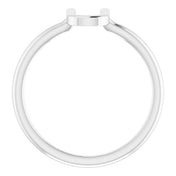 14K White Initial U Ring