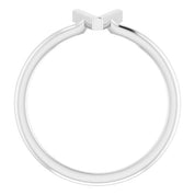 14K White Initial V Ring