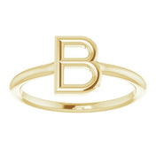 14K Yellow Initial B Ring