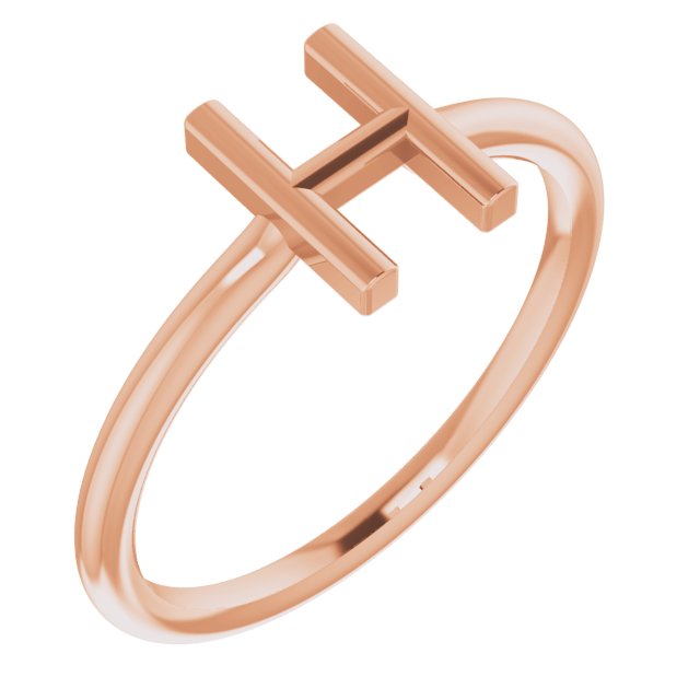 14K Rose Initial H Ring