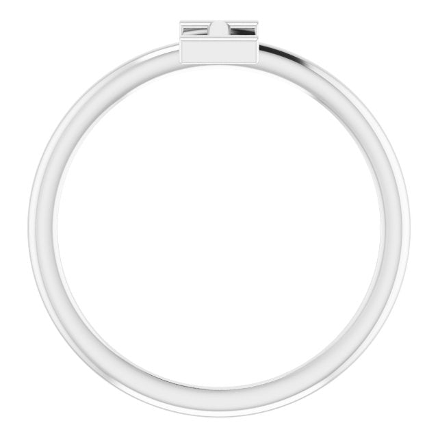 14K White Initial I Ring