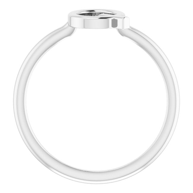 14K White Initial Q Ring
