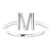 14K White Initial M Ring