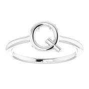 14K White Initial Q Ring
