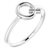 14K White Initial Q Ring