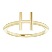 14K Yellow Initial H Ring