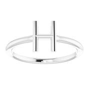 14K White Initial H Ring