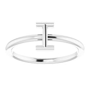 14K White Initial I Ring