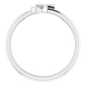 14K White Initial J Ring