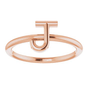 14K Rose Initial J Ring