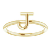 14K Yellow Initial J Ring