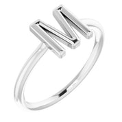 14K White Initial M Ring