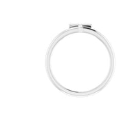 14K White Initial T Ring